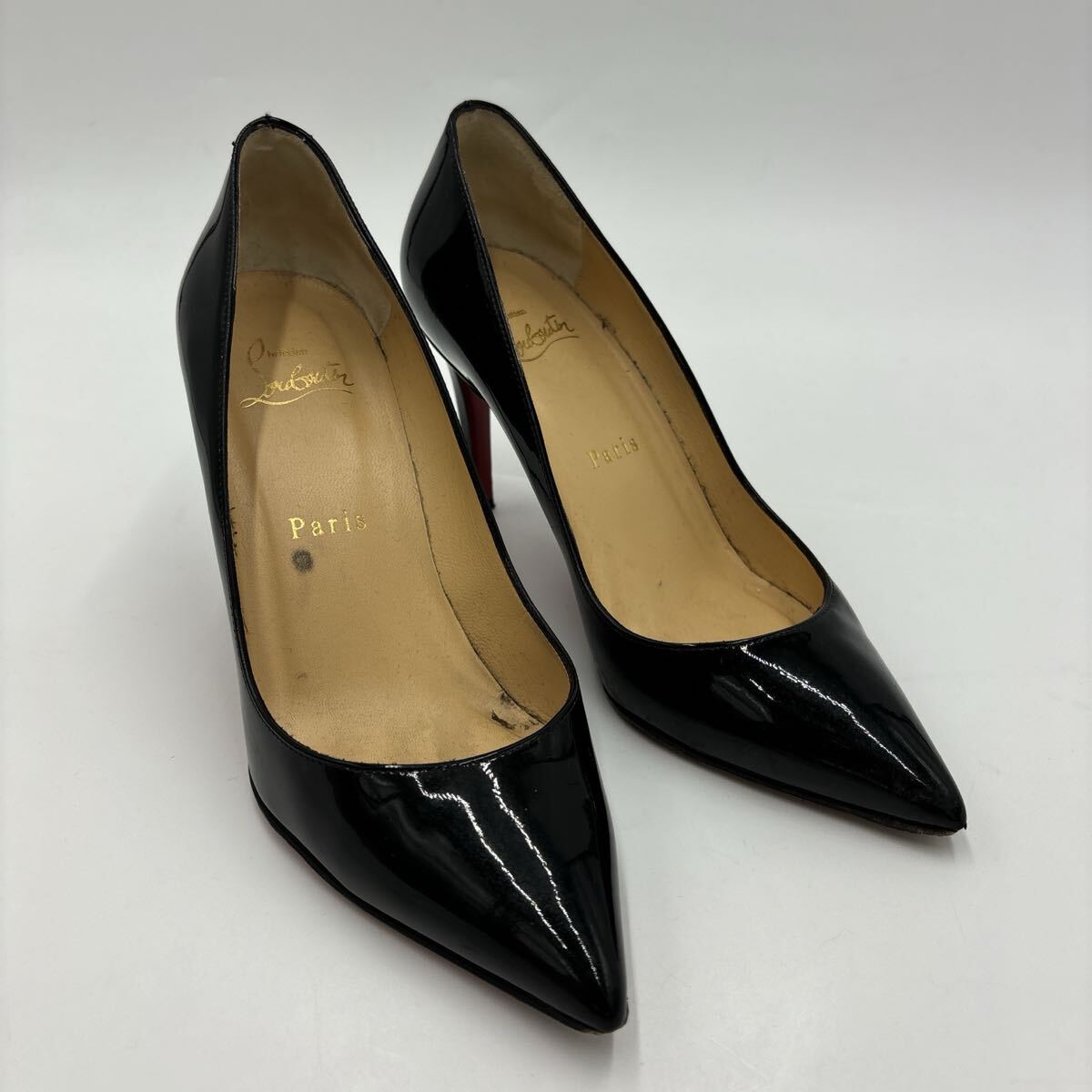 E＊ 保存袋付 イタリア製 '高級感溢れる' Christian Louboutin クリスチャンルブタン 本革 エナメルレザー ヒール / パンプス EU36.5 23cm_画像3