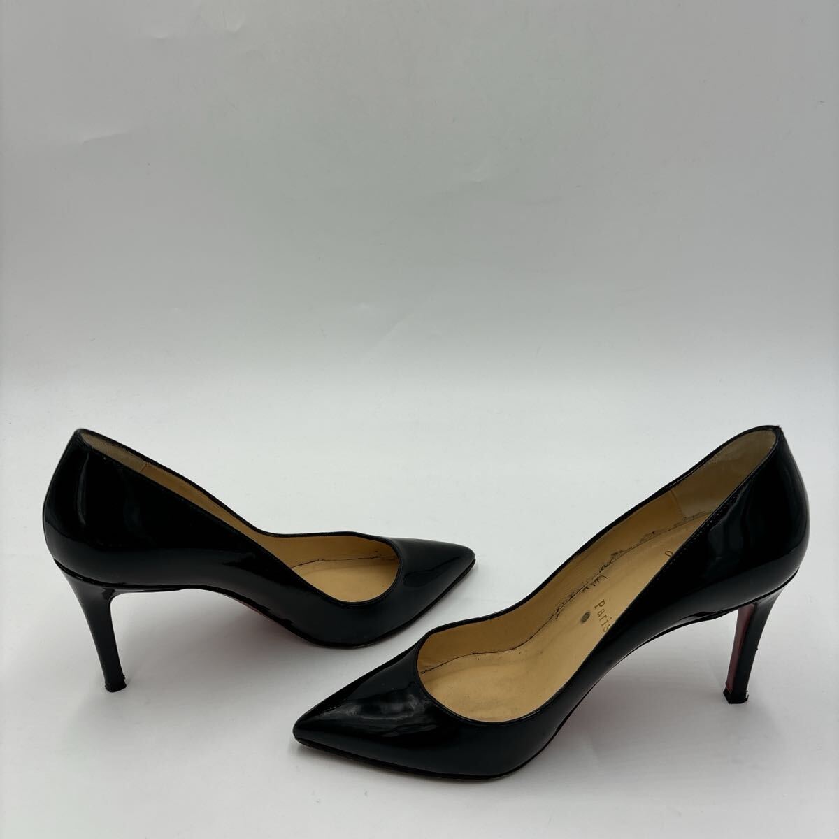 E＊ 保存袋付 イタリア製 '高級感溢れる' Christian Louboutin クリスチャンルブタン 本革 エナメルレザー ヒール / パンプス EU36.5 23cm_画像5