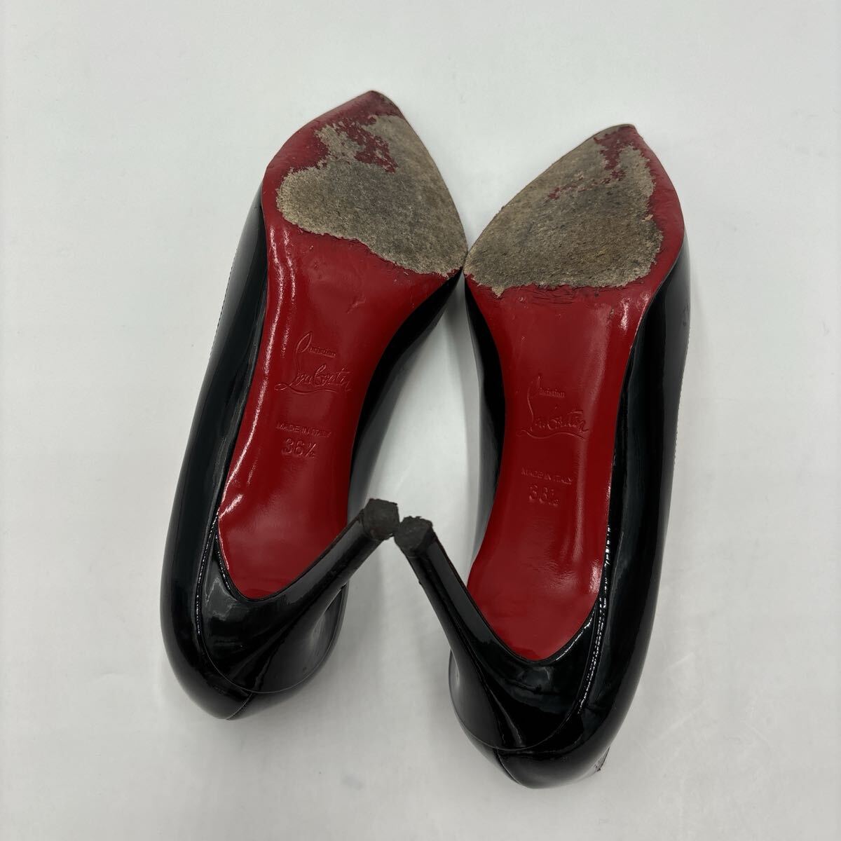 E＊ 保存袋付 イタリア製 '高級感溢れる' Christian Louboutin クリスチャンルブタン 本革 エナメルレザー ヒール / パンプス EU36.5 23cm_画像7