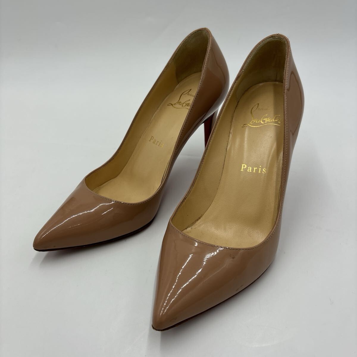 E* 保存袋付 イタリア製 '高級感溢れる' Christian Louboutin クリスチャンルブタン 本革 エナメルレザー ヒール / パンプス EU36.5 23cm _画像2