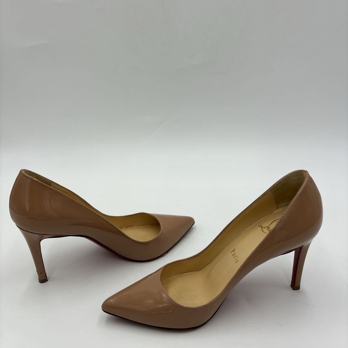 E* 保存袋付 イタリア製 '高級感溢れる' Christian Louboutin クリスチャンルブタン 本革 エナメルレザー ヒール / パンプス EU36.5 23cm _画像5