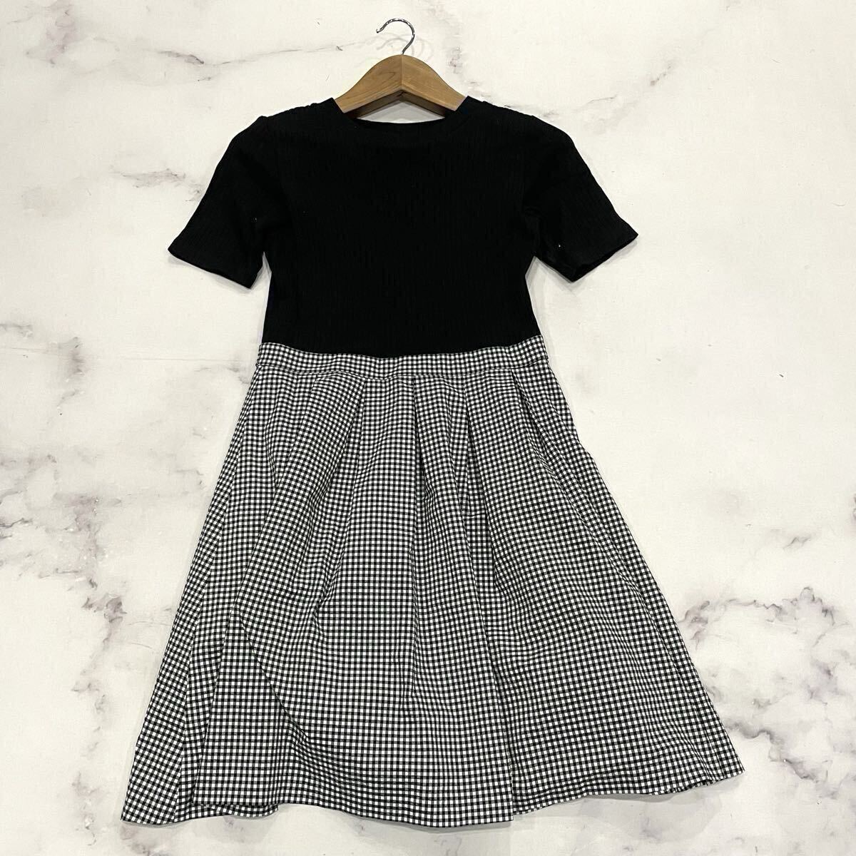 G ○ '洗練されたデザイン' BLUE LABEL CRESTBRIDGE ブルーレーベルクレストブリッジ 異素材切り替え ロング丈 半袖 ワンピース 38_画像1