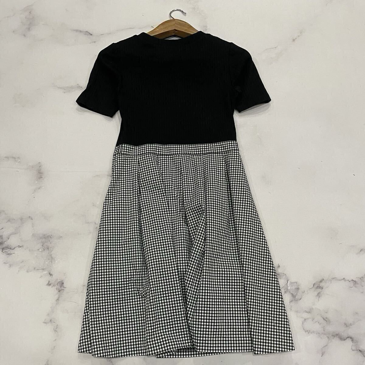 G ○ '洗練されたデザイン' BLUE LABEL CRESTBRIDGE ブルーレーベルクレストブリッジ 異素材切り替え ロング丈 半袖 ワンピース 38_画像2