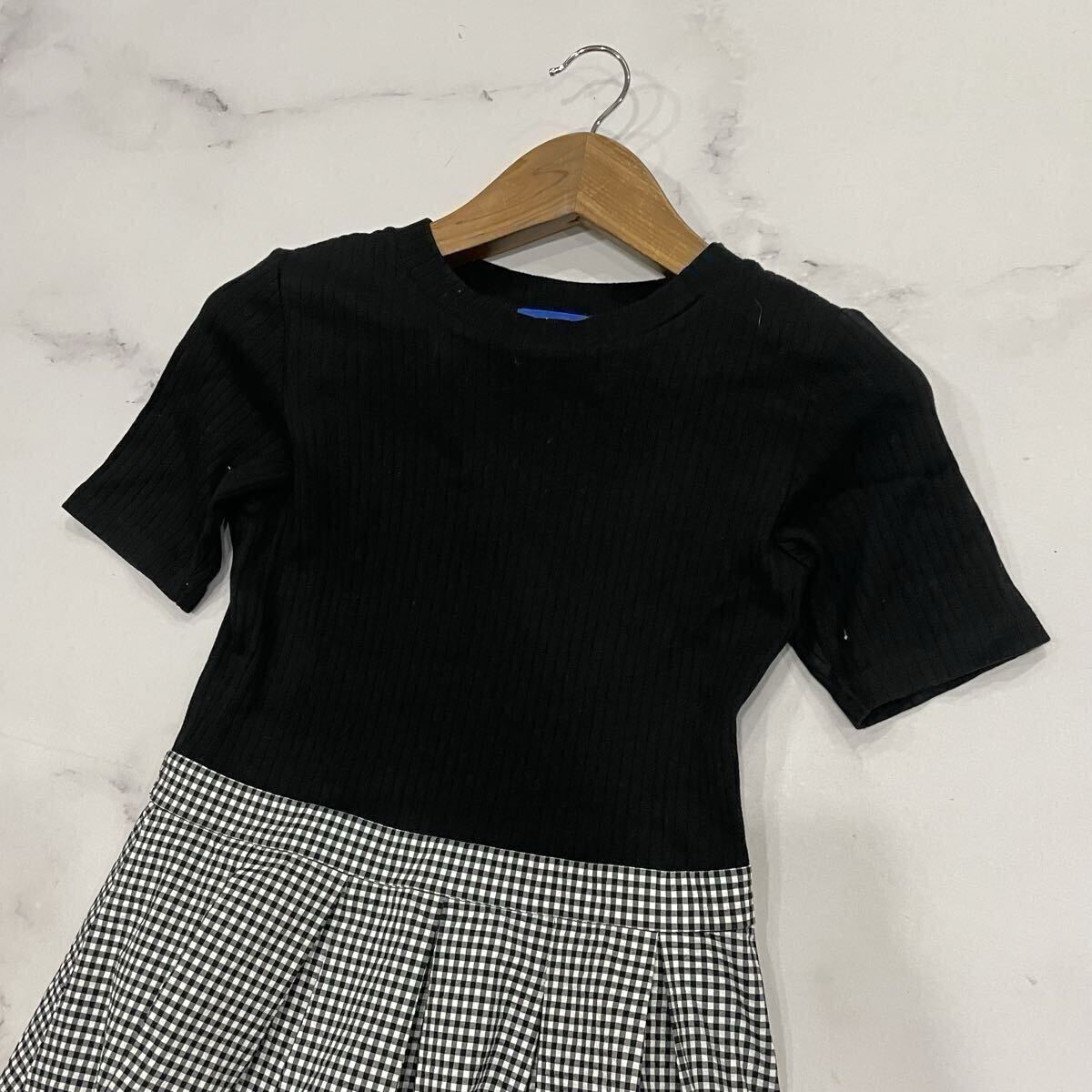 G ○ '洗練されたデザイン' BLUE LABEL CRESTBRIDGE ブルーレーベルクレストブリッジ 異素材切り替え ロング丈 半袖 ワンピース 38_画像3