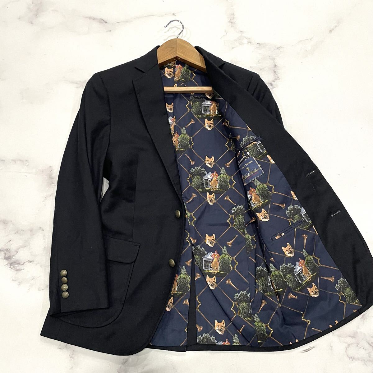 AK ○ 洗練されたデザイン '高級感溢れる' Brooks Brothers ブルックスブラザーズ SOCIAL PRIMER ウール100% テーラードジャケット 47_画像1