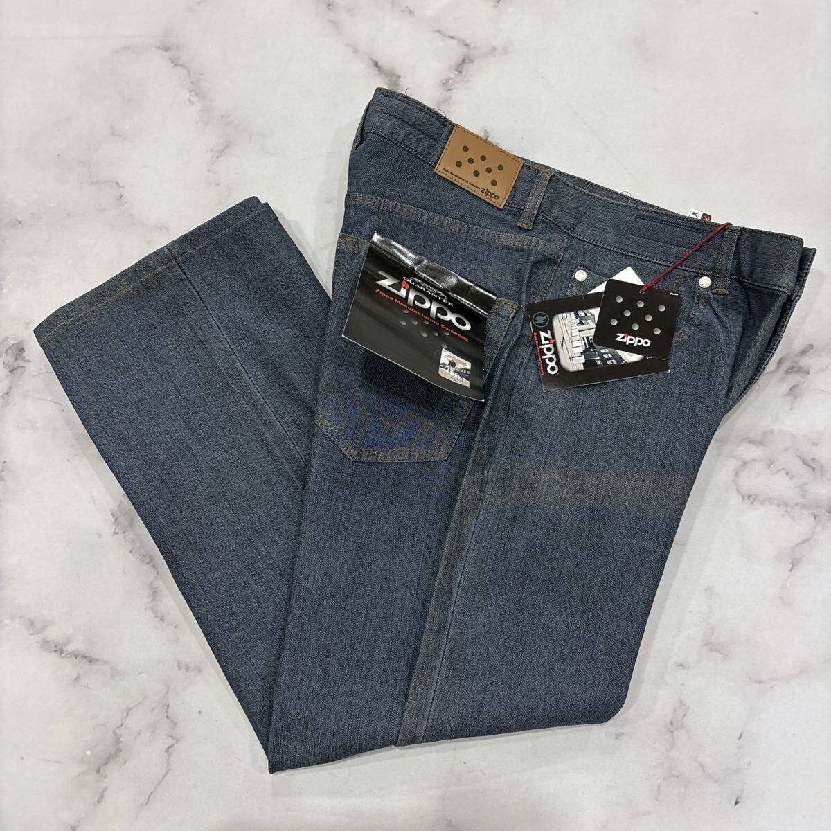 Y ＊ 訳あり未使用 '履き心地抜群' Zippo ジッポー 高品質 ストレッチ素材 ワイド ストレート デニムパンツ / ジーンズ size82 メンズ_画像1