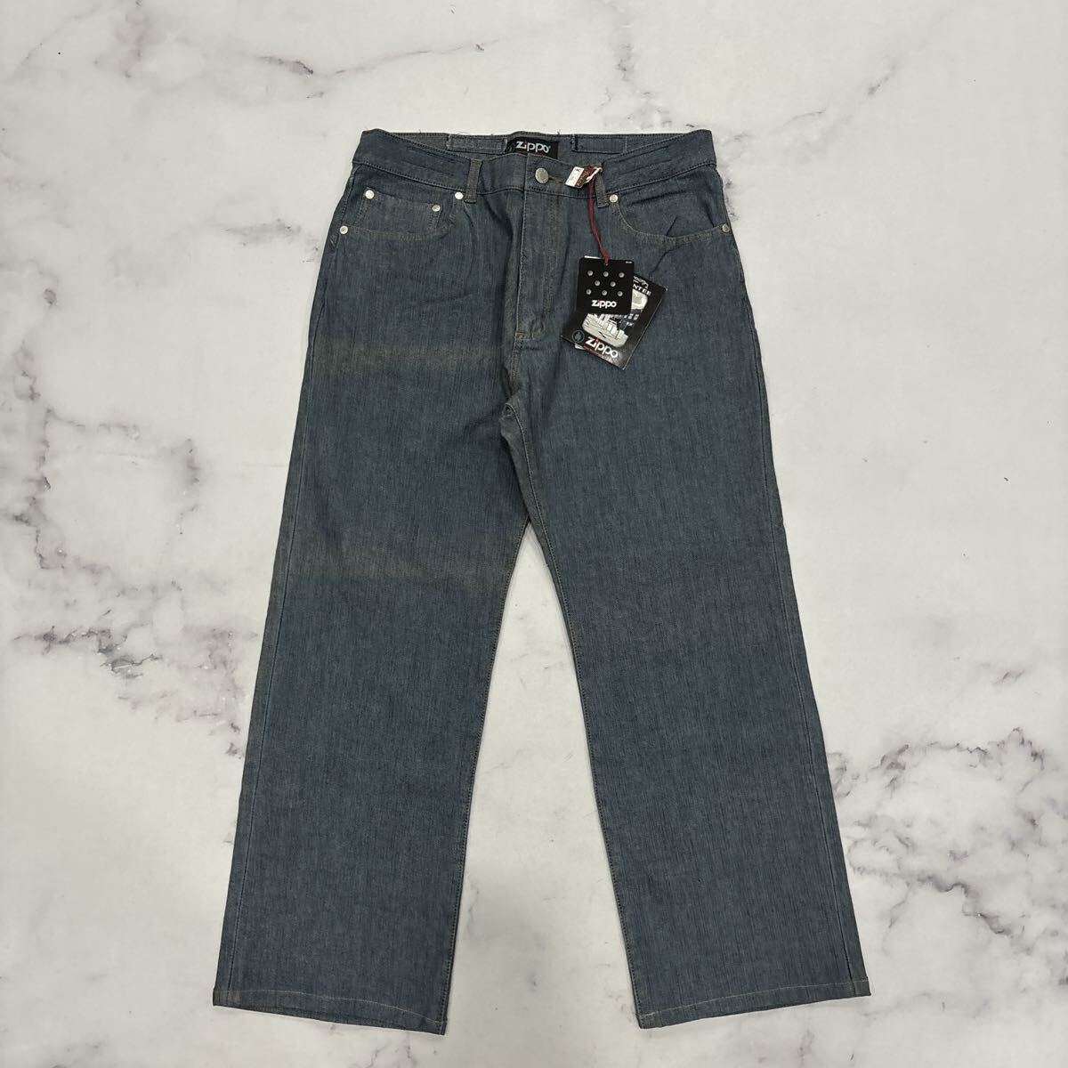 Y ＊ 訳あり未使用 '履き心地抜群' Zippo ジッポー 高品質 ストレッチ素材 ワイド ストレート デニムパンツ / ジーンズ size82 メンズ_画像2