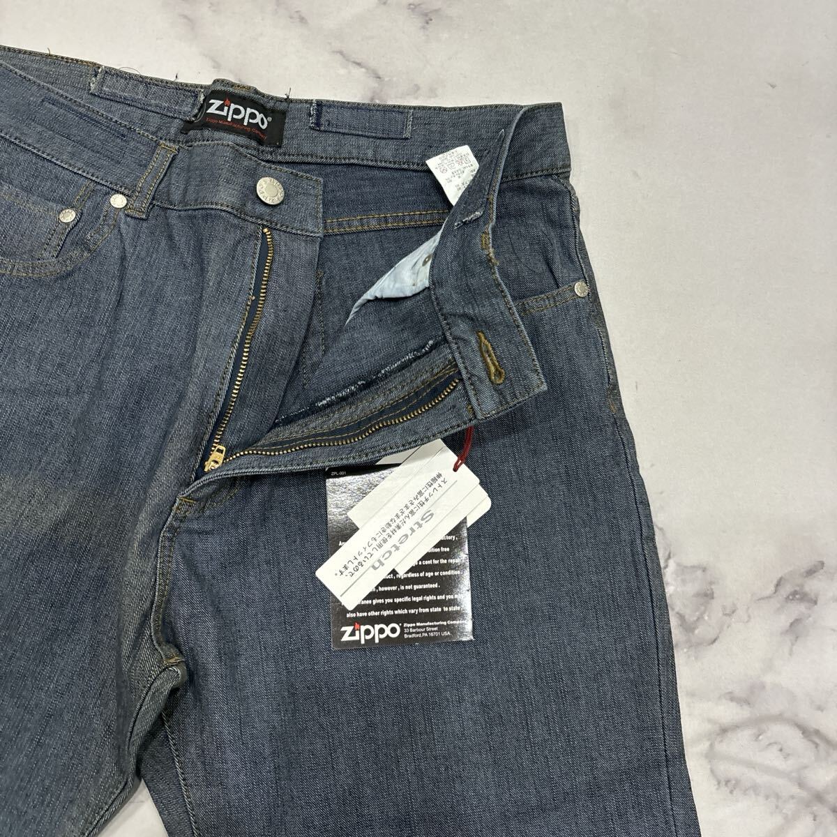 Y ＊ 訳あり未使用 '履き心地抜群' Zippo ジッポー 高品質 ストレッチ素材 ワイド ストレート デニムパンツ / ジーンズ size82 メンズ_画像6