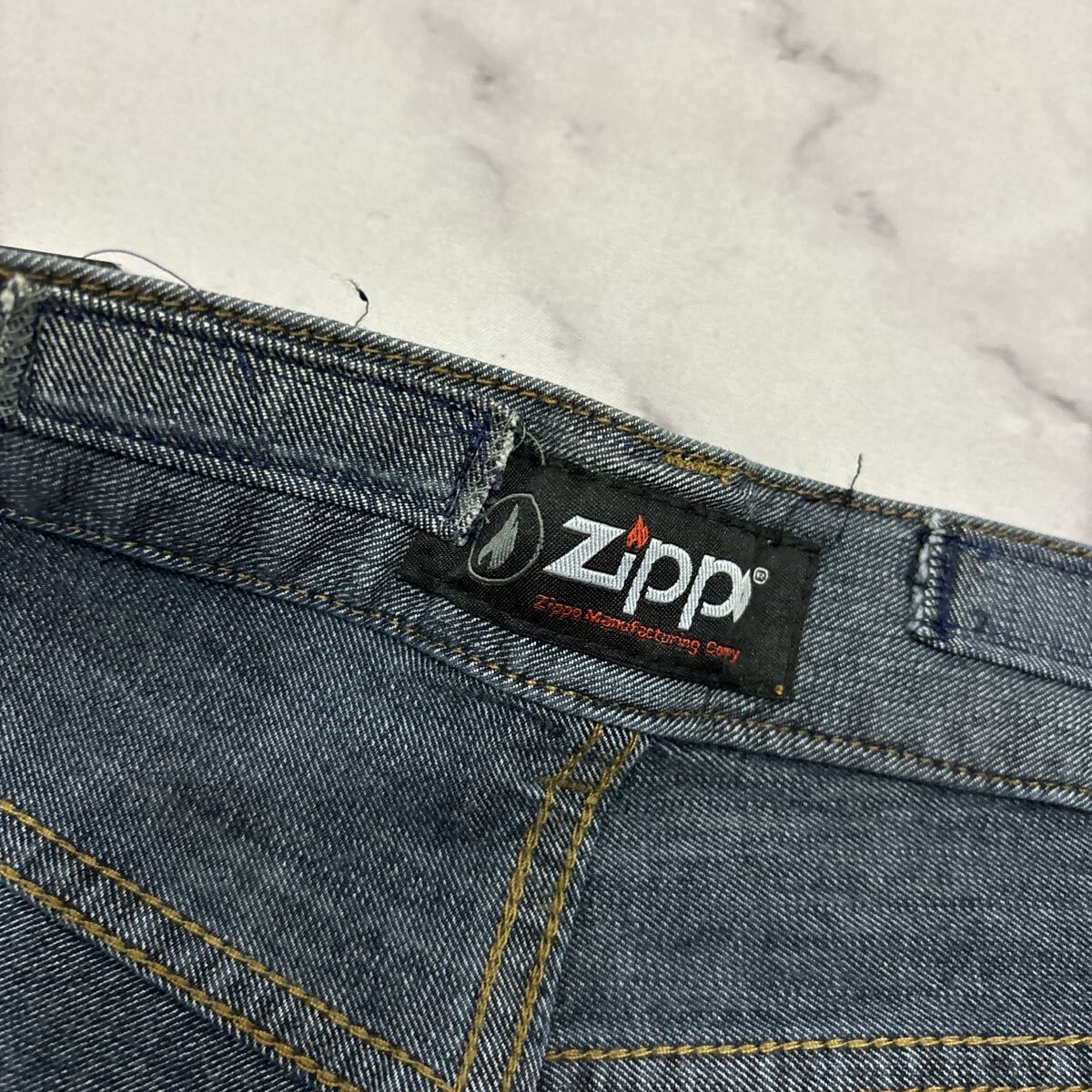 Y ＊ 訳あり未使用 '履き心地抜群' Zippo ジッポー 高品質 ストレッチ素材 ワイド ストレート デニムパンツ / ジーンズ size82 メンズ_画像7