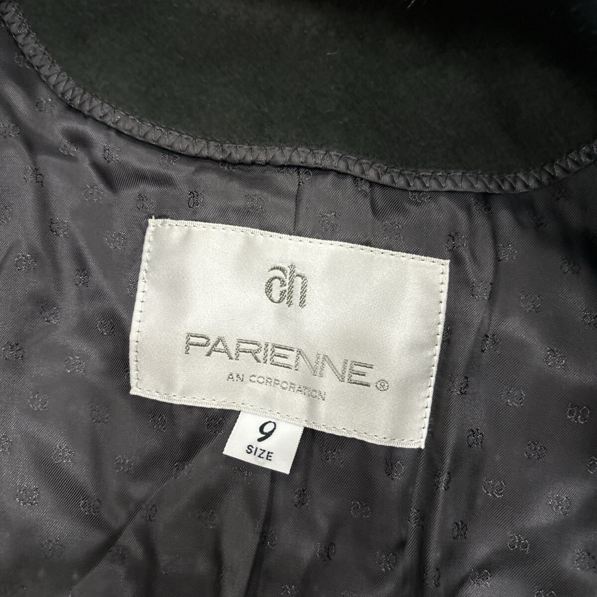 AM ＊ 良品 日本製 '高級感溢れる' PARIENNE パリエンヌ 毛皮 ミンクファー付き 最高峰 カシミヤ コート size9 レディース アウター_画像5