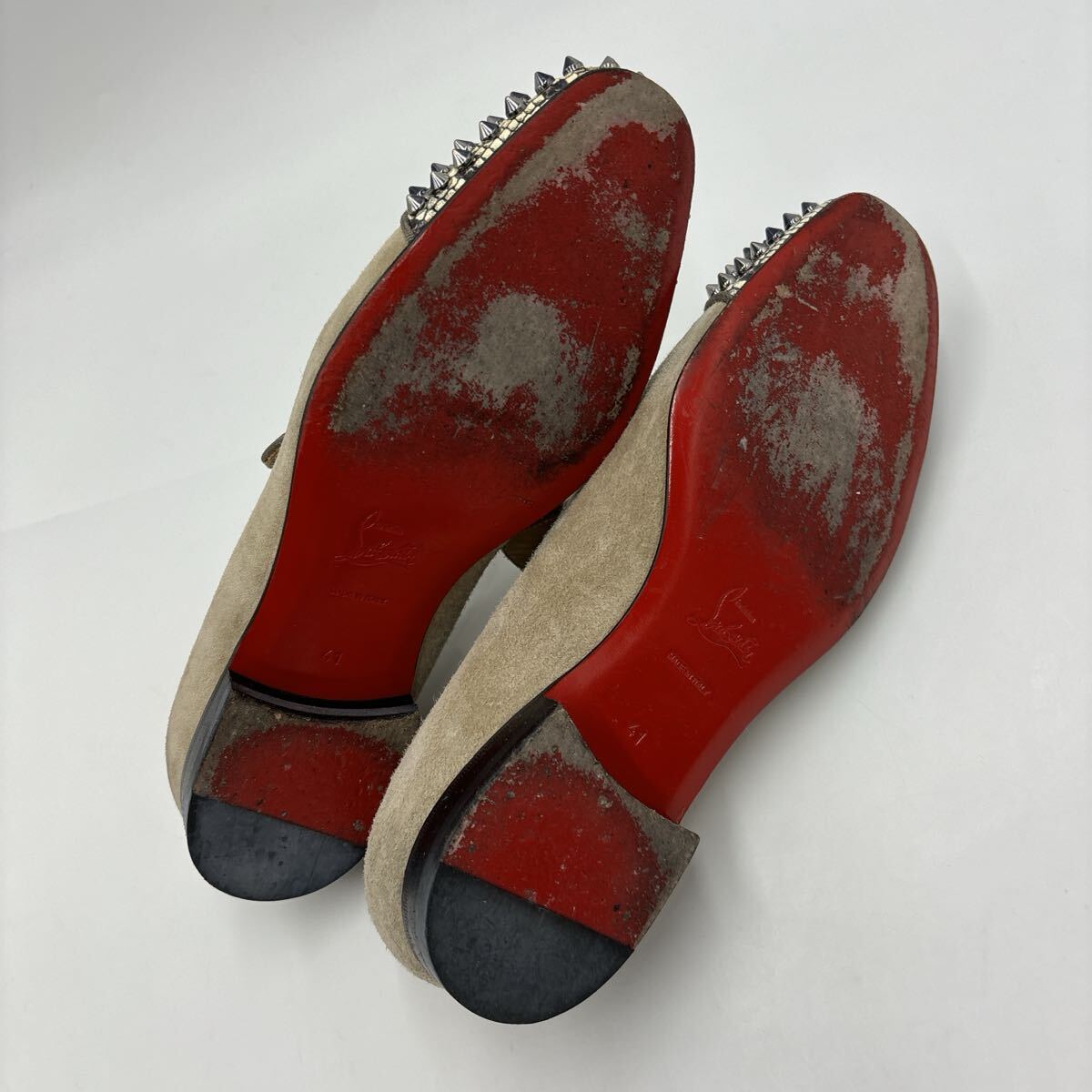 W * イタリア製 '高級紳士靴' Christian Louboutin クリスチャンルブタン 本革 スタッズ オペラシューズ 革靴 ローファー EU41 26cm _画像6