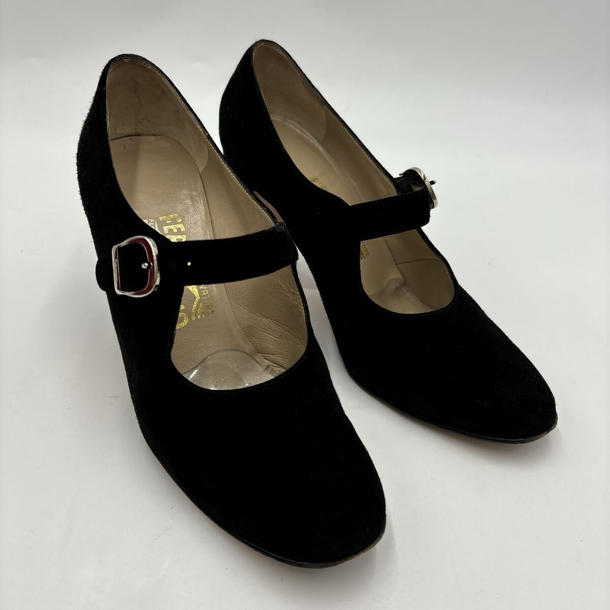 ＊ 箱付き イタリア製 '高級婦人靴' Salvatore Ferragamo サルヴァトーレフェラガモ 本革 メリージェーン / ヒール パンプス 7.5B 24.5cm_画像3