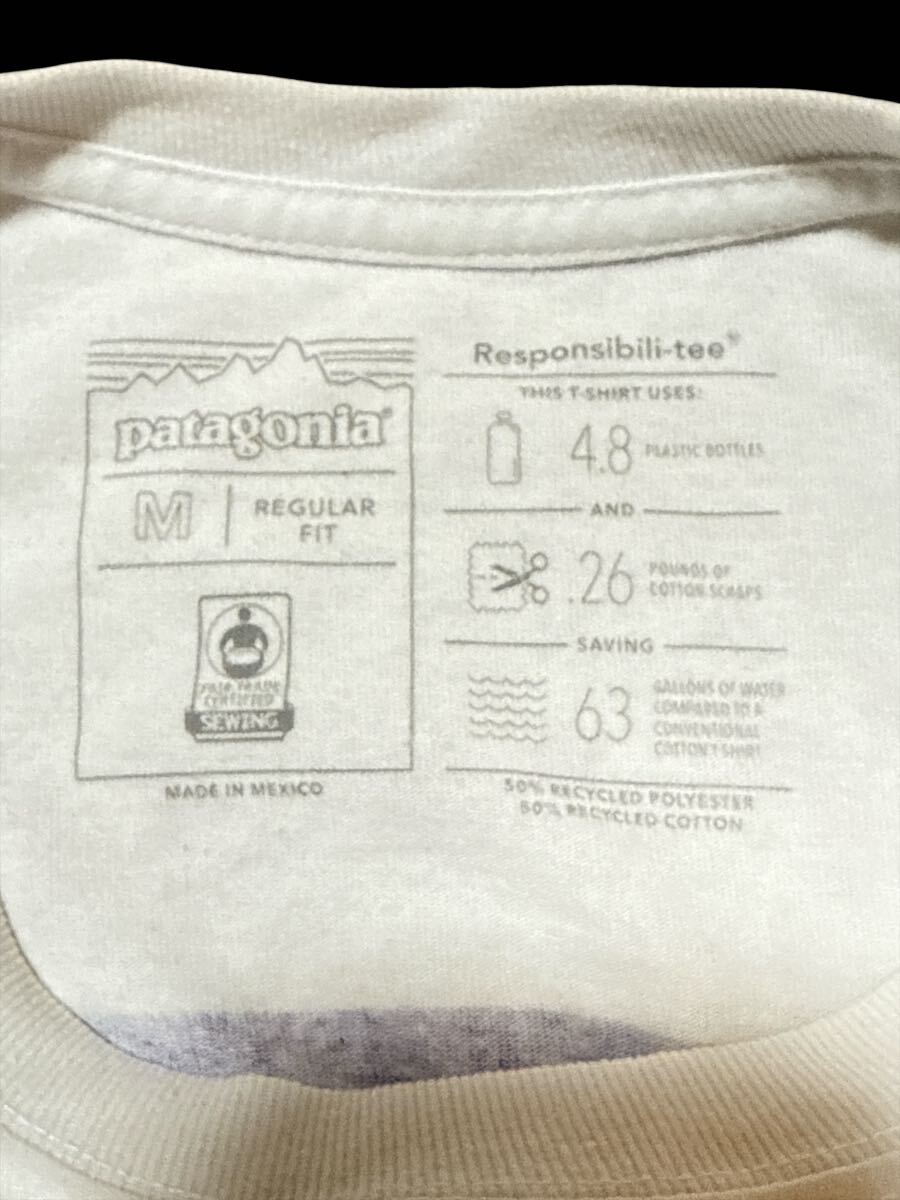 送料無料 ○ patagonia パタゴニア ○ レギュラーフィット ビッグロゴ プリント 半袖 Tシャツ ホワイト M