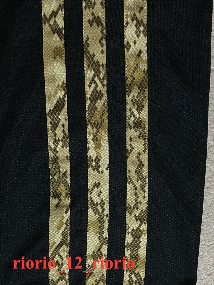 705 adidas アディダス 黒金トラックスーツ ジャージ上下セットアップ パイソン柄 ゴールドロゴ ジャケット パンツ メンズ sizeM_画像6