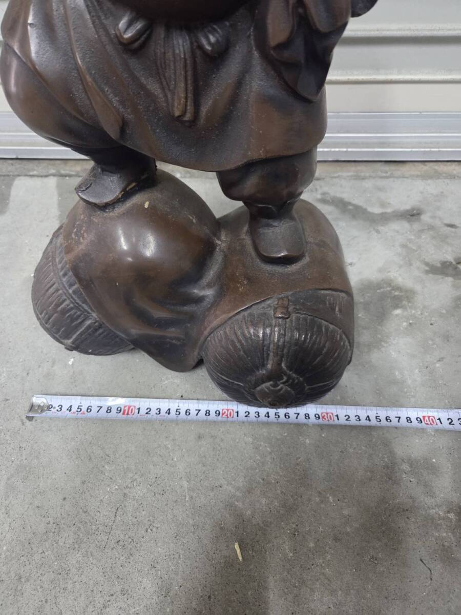 (6824) 大黒天 置物 在銘 陽亮作 高さ66cm 重量18kg 大黒様 七福神 オブジェ 縁起物 和風 中古 引き取り可 大阪 1円スタート_画像3
