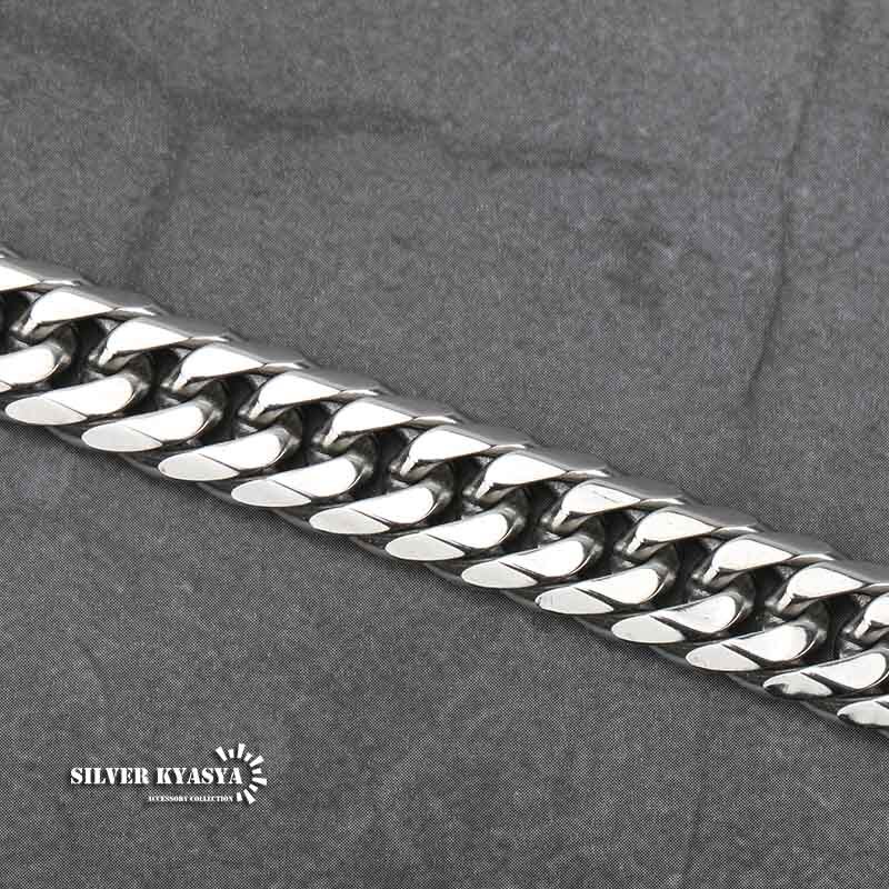 (50cm) 幅9mm ステンレス 喜平ネックレス 中折式 ダブル喜平チェーンネックレス シルバー 銀色_画像4