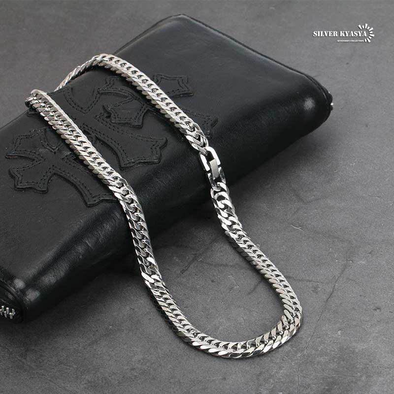 (50cm) 幅9mm ステンレス 喜平ネックレス 中折式 ダブル喜平チェーンネックレス シルバー 銀色_画像5