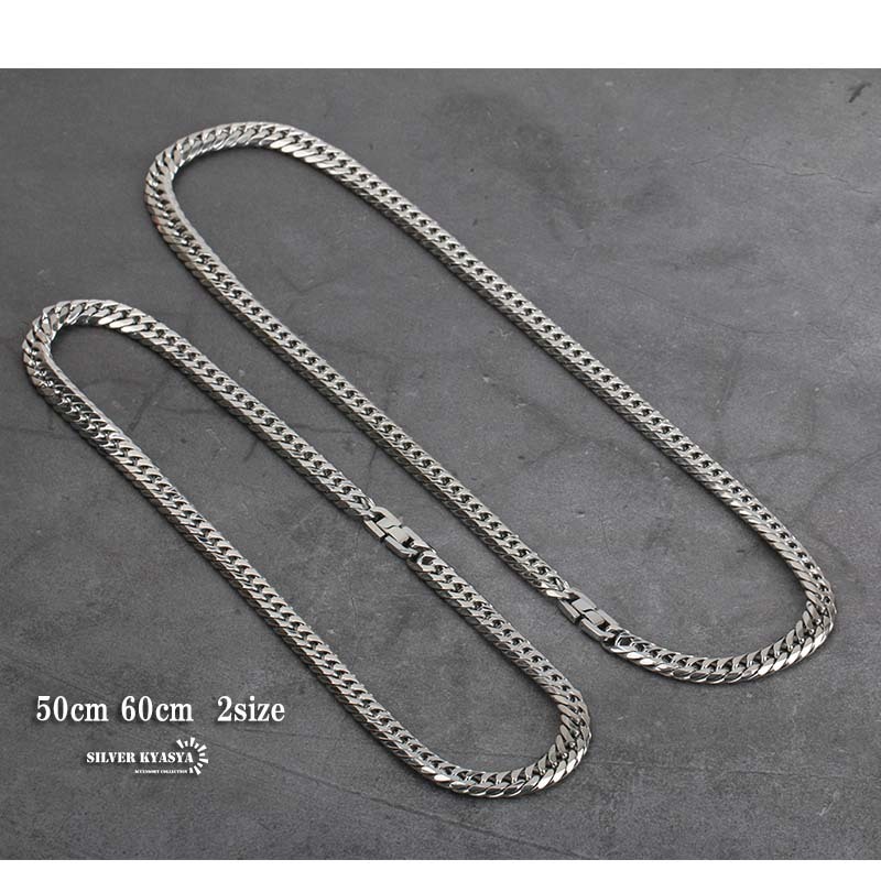 (50cm) 幅9mm ステンレス 喜平ネックレス 中折式 ダブル喜平チェーンネックレス シルバー 銀色_画像6