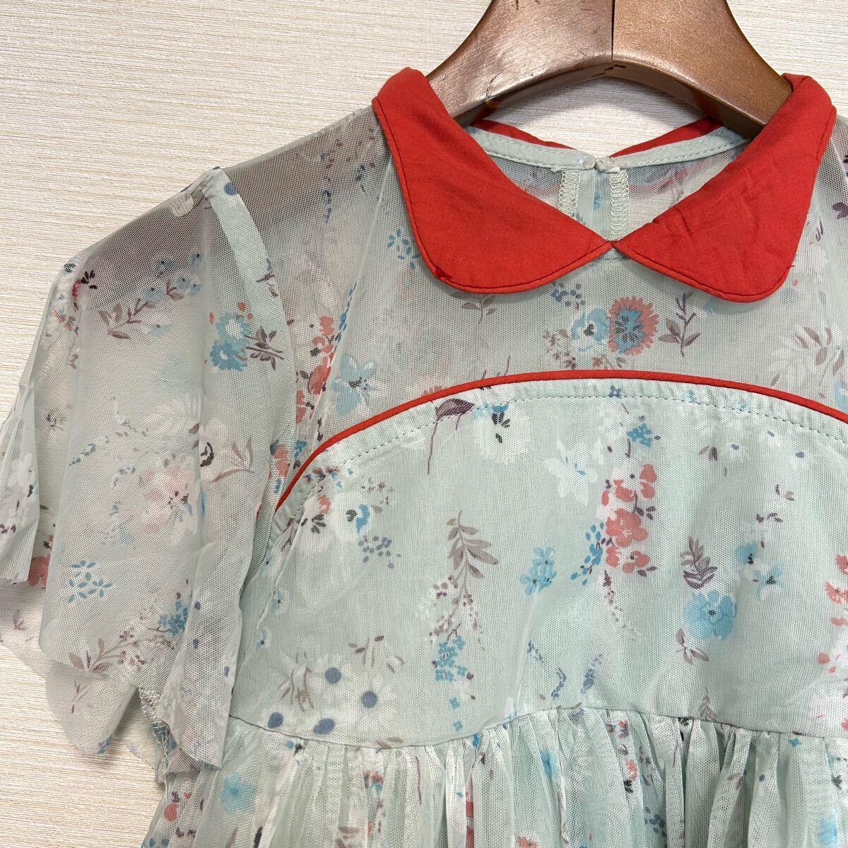 花柄ブルーワンピース 130cm オールレースワンピース★未使用品 キッズ  女の子 チュニック_画像3