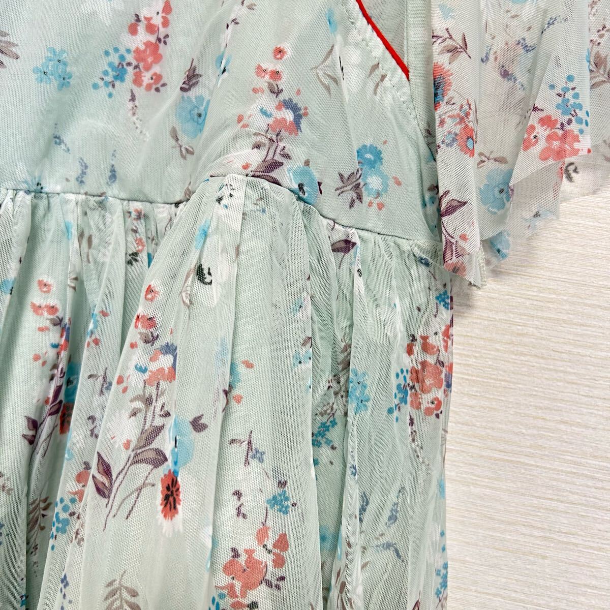 花柄ブルーワンピース 130cm オールレースワンピース★未使用品 キッズ  女の子 チュニック_画像6