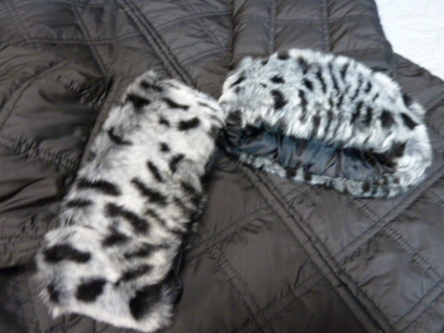 *47* 美品 KRIZIA クリツィア 黒 ブラックXレオパードファー 中綿 キルティング フルジップ パーカー ジャケット L レタパ600円発送 同梱OK_画像3