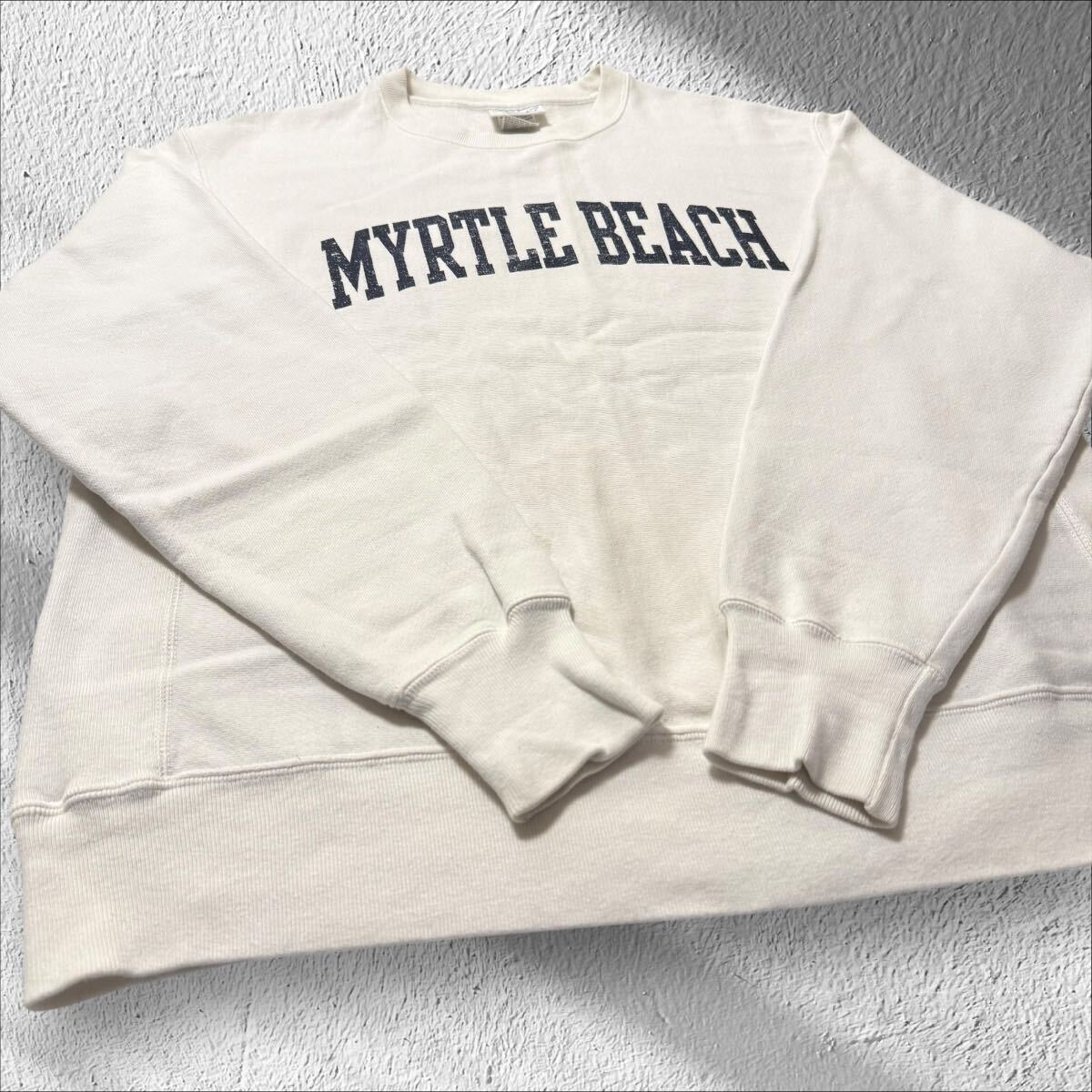 Champion リバースウィーブ スウェット【白】チャンピオン【2XL】トレーナー 刺繍ロゴMYRTLE BEACH アーチプリント US古着 スーベニア_画像2