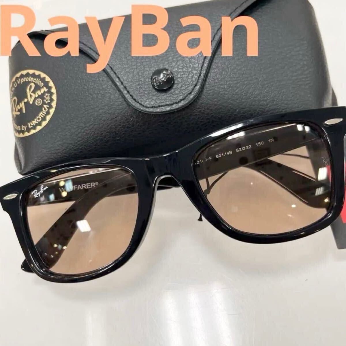 新品！確実！正規品RayBan レイバン　ウェイファーラー WAYFARER RB2140F 601/4B 52 アジアンフィット ブラック/ピンク(オレンジ) ケース黒_画像1