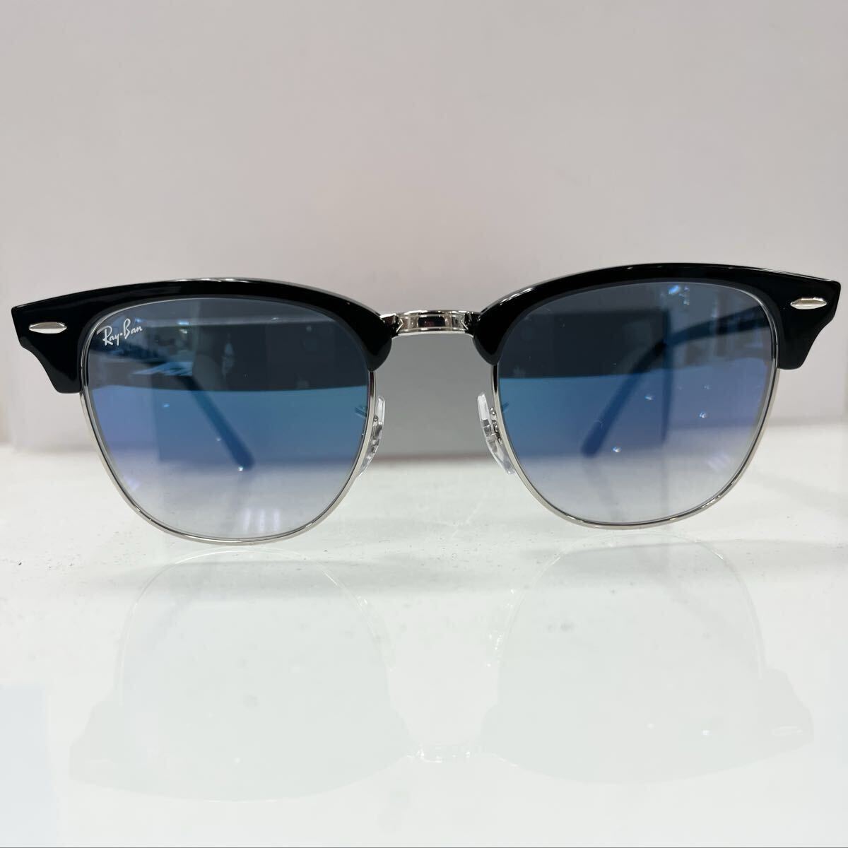 新品正規RayBanレイバン クラブマスター CLUBMASTER RB3016 1354/3Fブラック/クリアグラディエントブルー（グラデーションミラー）茶ケース_画像2