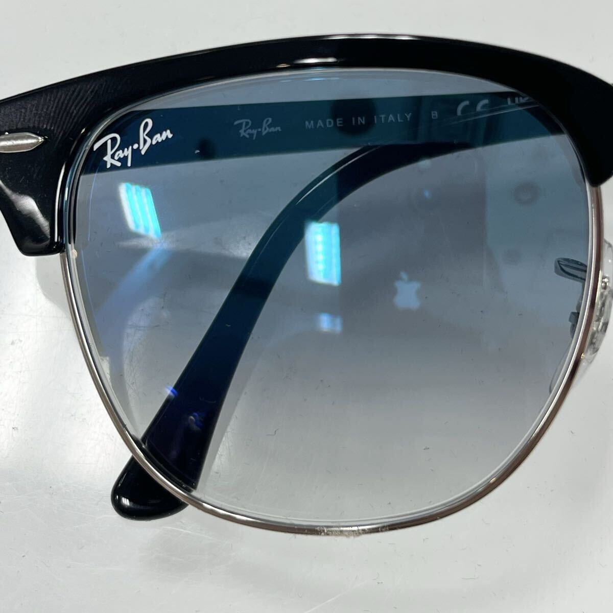 新品正規RayBanレイバン クラブマスター CLUBMASTER RB3016 1354/3Fブラック/クリアグラディエントブルー（グラデーションミラー）茶ケース_画像7