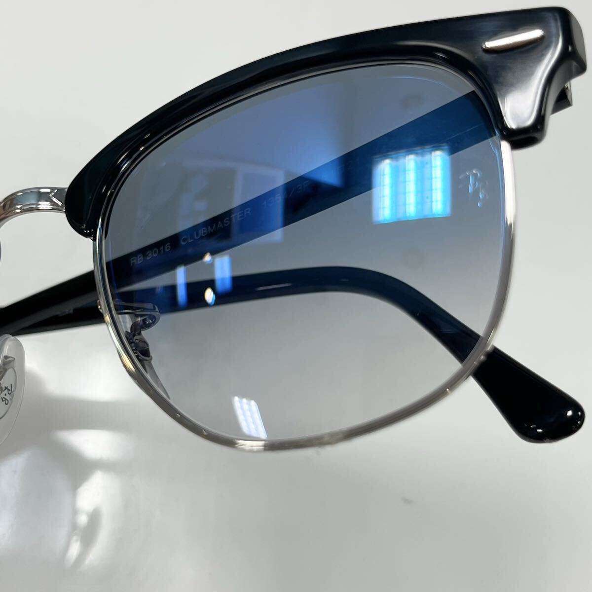 新品正規RayBanレイバン クラブマスター CLUBMASTER RB3016 1354/3Fブラック/クリアグラディエントブルー（グラデーションミラー）茶ケース_画像8