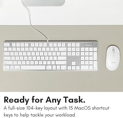 Macally 超薄型 USB A 有線キーボード テンキー付き Apple Mac Pro、MacBook Pro/Air、iMac、Mac Mini、(SLIMKEYPROA)_画像5