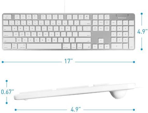 Macally 超薄型 USB A 有線キーボード テンキー付き Apple Mac Pro、MacBook Pro/Air、iMac、Mac Mini、(SLIMKEYPROA)_画像3