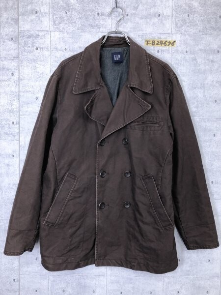 GAP ギャップ メンズ ダブルボタン コットンジャケット L/G 焦げ茶_画像1