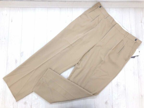 新品タグ付き フランココレツィオーニ Franco collezioni レトロ トラッド ツータック スラックス パンツ センタープレス メンズ ベージュ_画像1