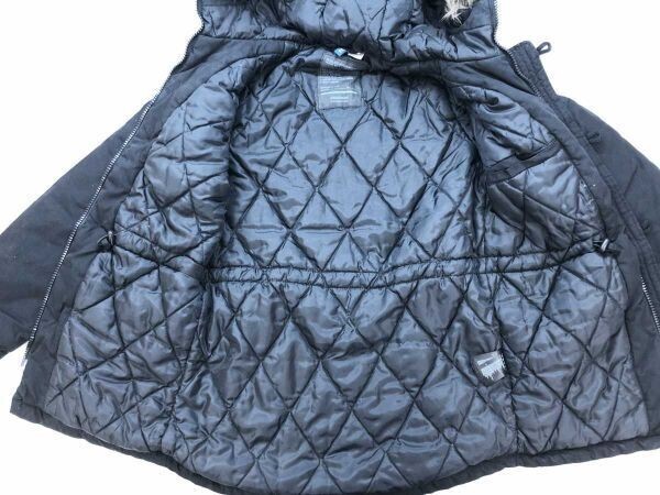 エイチアンドエム H&M アメカジ ストリート フェイクファートリム 裏地キルティング N-3B パーカー フライト ジャケット メンズ XS 黒_画像7