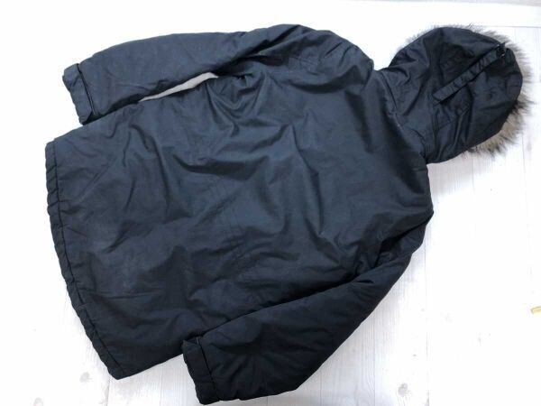 エイチアンドエム H&M アメカジ ストリート フェイクファートリム 裏地キルティング N-3B パーカー フライト ジャケット メンズ XS 黒_画像10