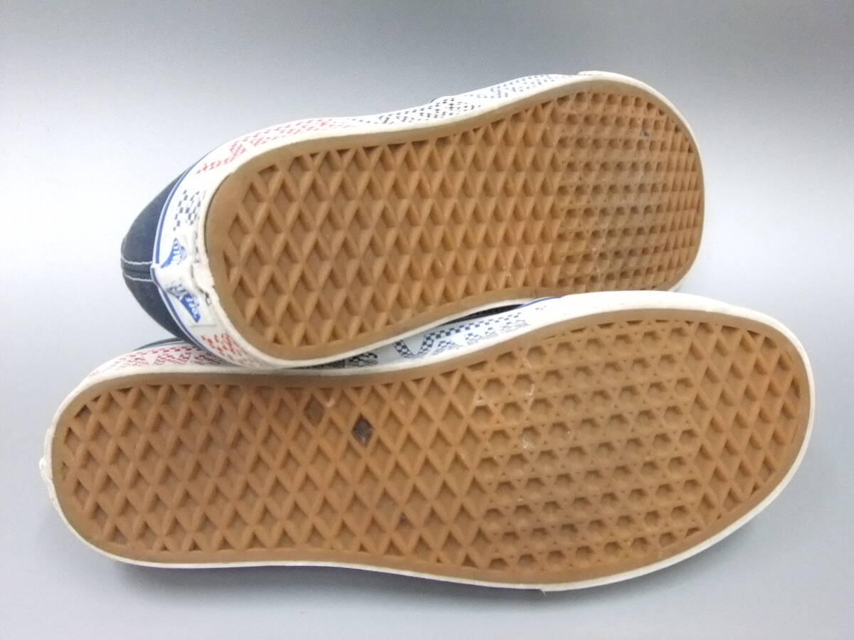 ■VANS■オーセンティック 紺 US10 28cm ネイビー サイドテープ ロゴプリント チェッカー柄 エラ ERA バンズ_画像3