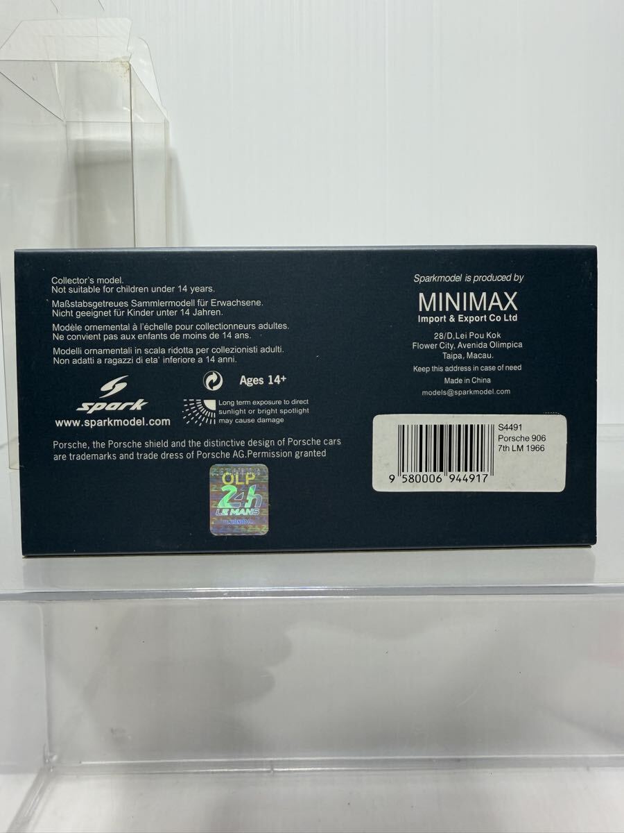 S4491 spark 1/43 Porsche 906 7th LM 1966 スパーク ポルシェ Le Mans No.58 #58 ルマン ミニカー_画像10