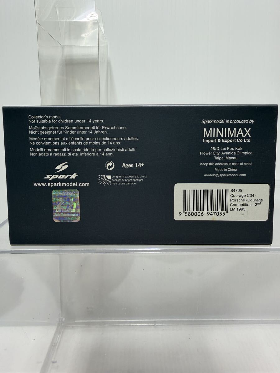 S4705 spark 1/43 Courage C34 Porsche Courage Competition 2nd LM 1995 スパーク クラージュ ポルシェ Le Mans No.13 #13 ルマン _画像10