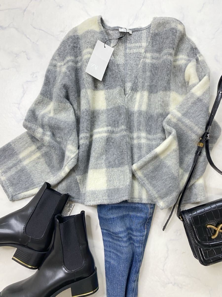 ZARA ザラ★タグ付き未使用★大人可愛い★タータンチェック フリース調トップス プルオーバーシャツ★Lサイズ 1016_画像5
