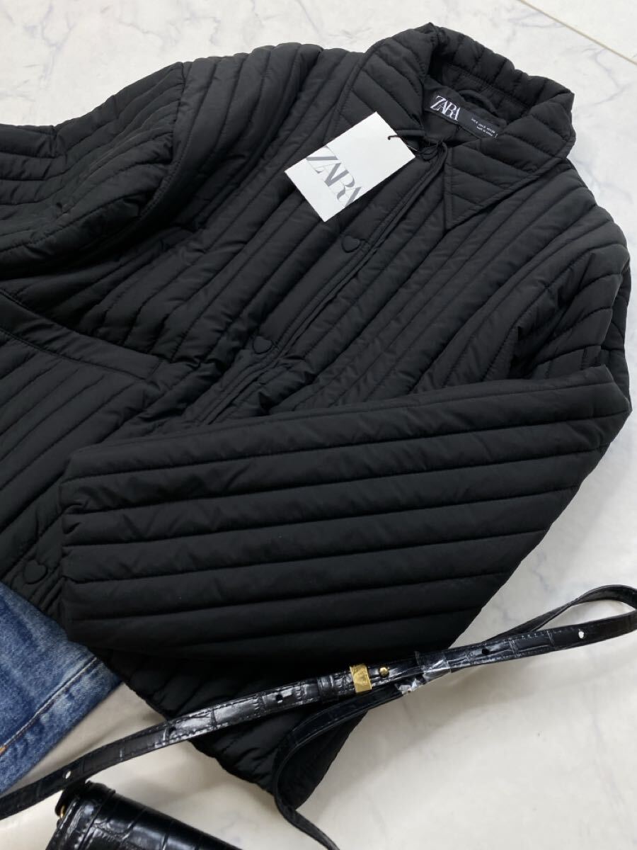 ZARA ザラ★タグ付き未使用★大人素敵★ハート釦 キルティング ジャケット コート アウター★黒/ブラック Sサイズ 1033_画像5