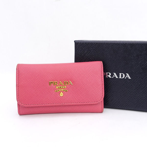 # Prada 6 полосный чехол для ключей кожа розовый гарантия 1PG222 (0990013685)