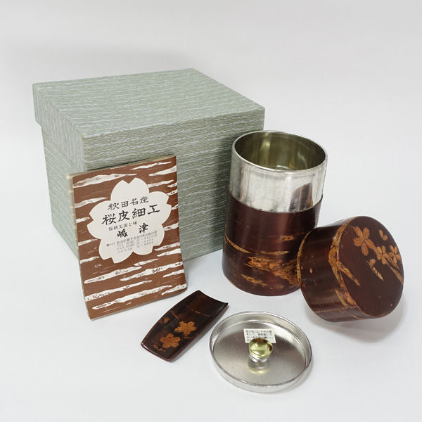 * Akita Sakura кожа умение . Цу чайная посуда Akita Sakura кожа умение Sakura кожа банка для чая (0220504080)
