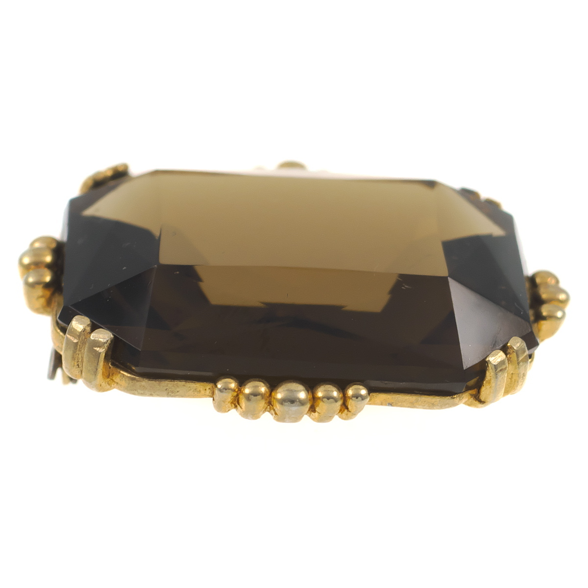 UK4330◆ 大粒 ブラウン系ガラスストーン こげ茶色 スクエア 色石 英国 イギリス ◆ ヴィンテージブローチ ◆_画像2