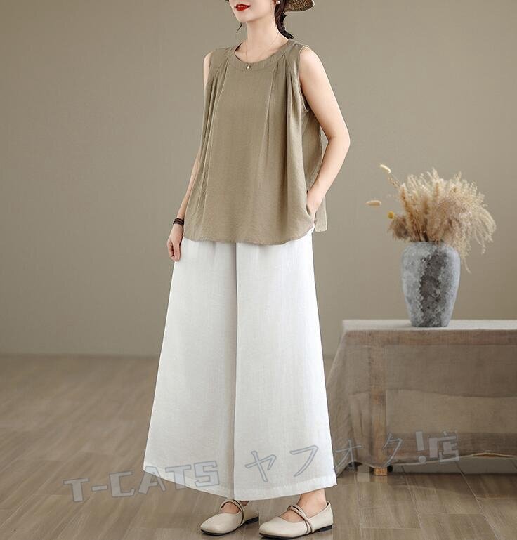 ☆新品カジュアル レディース 夏 ブラウス シャツ ノースリーブ Tシャツ おしゃれ レディース Aライン 無(wú)袖 シンプル きれいめ 紫