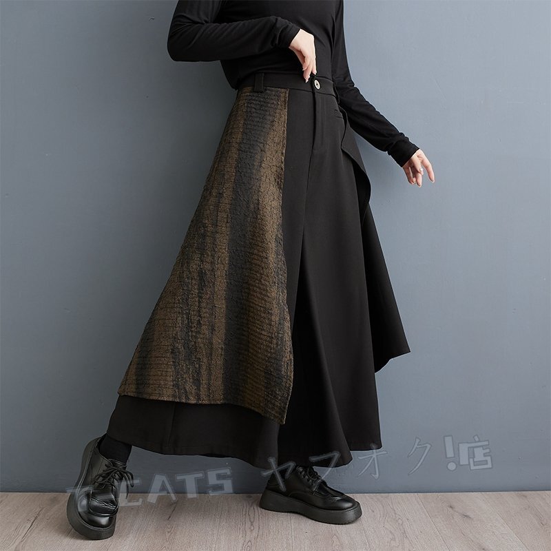* новый товар осень-зима женский . старый casual свободно переключатель распределение цвета большой размер юбка-брюки юбка широкий брюки F