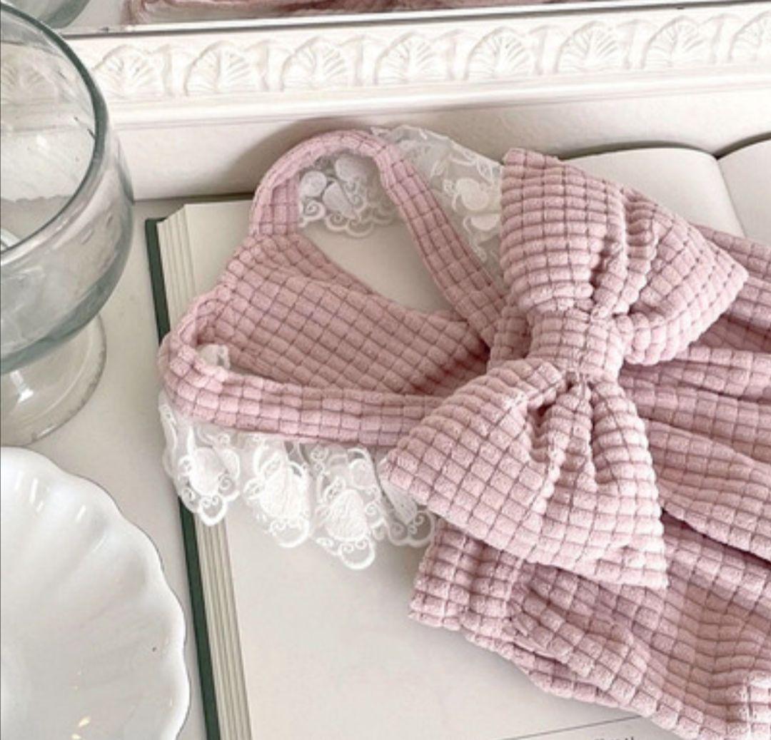 新品　S　リボン付き　犬服　コーデュロイ　ペット服　ドッグウェア　ピンク　パピー_画像2