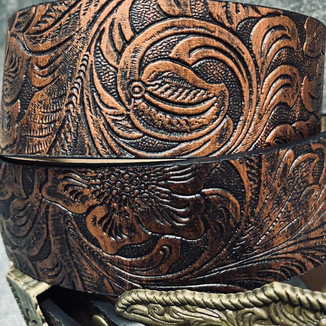 727 ウエスタンベルト ゴールド　アメリカ メンズベルト ブラウン y2k ユニセックス　男女兼用_画像7