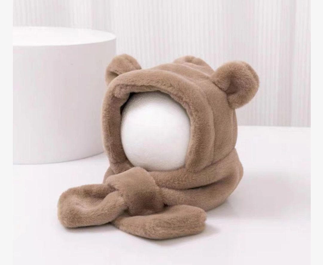 　くまさん　フワフワ　帽子　マフラー　一体型　茶色　ベビー　赤ちゃん 防寒　_画像2