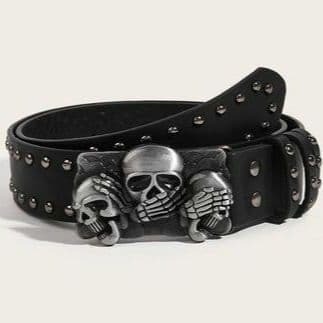 726 ドクロ スカル スタッズ ベルト y2k 長さ103cm 黒 男女兼用　ユニセックス　ウエスタン_画像2